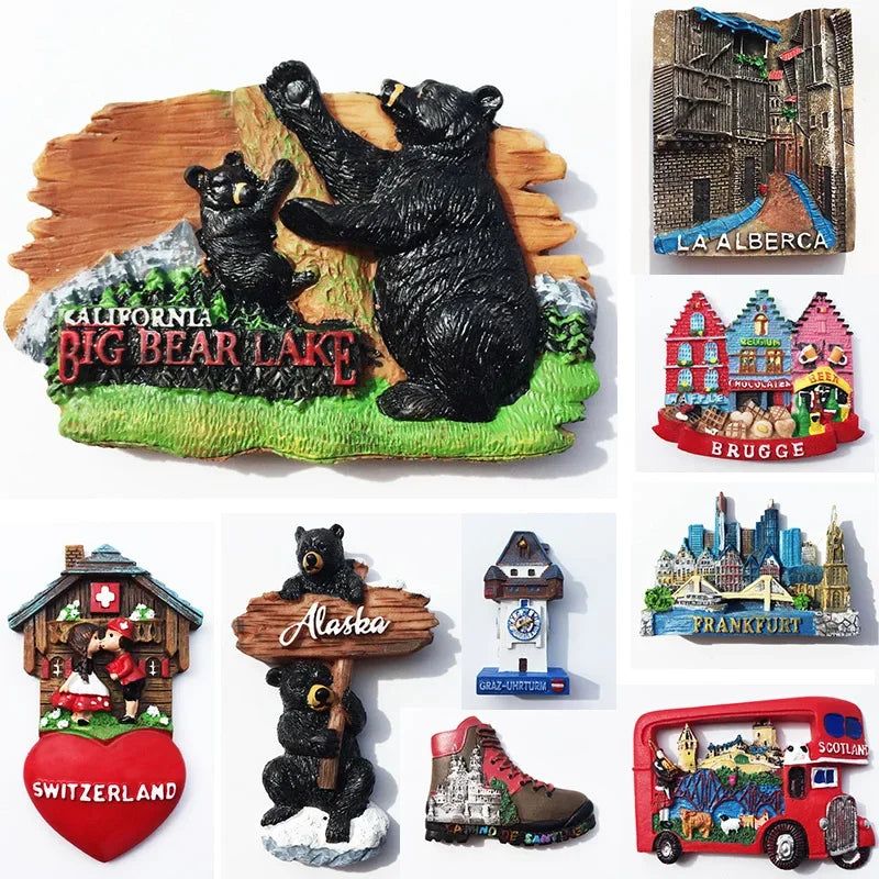 Travel Magnets California Alaska Ireland Scotland New York Spain Switzerland Austria Tokyo Amsterdam Brugge Country Souvenir - Grand Goldman