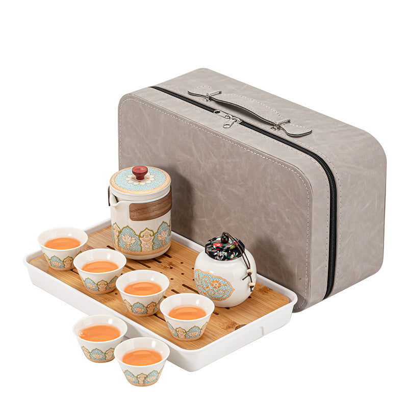 Travel Kung Fu Tea Set Suit Ceramic Teapot - Grand Goldman