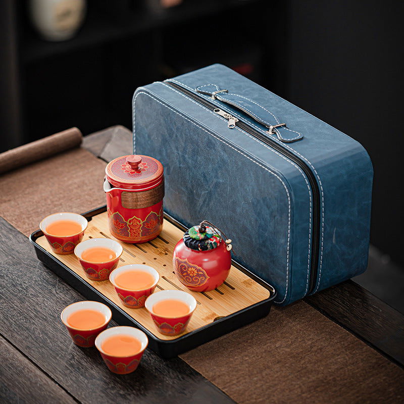 Travel Kung Fu Tea Set Suit Ceramic Teapot - Grand Goldman