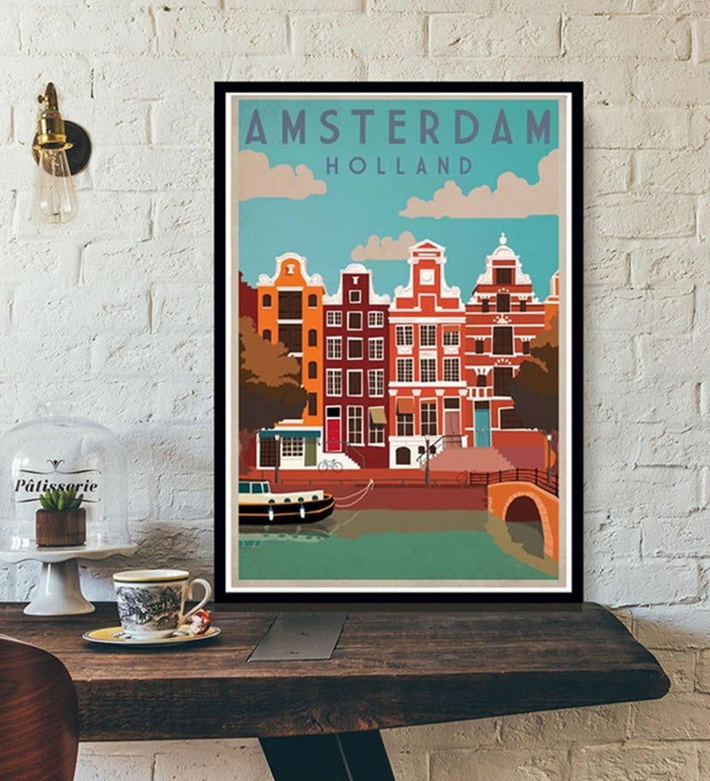 Travel Poster World Travel City Canvas Painting - Grand Goldman