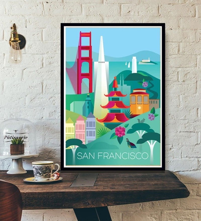Travel Poster World Travel City Canvas Painting - Grand Goldman