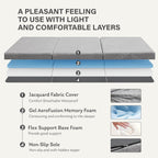 Tri-Fold Memory Foam Mattress, 4 inch Single Folding Mattress with Collapsible and Washable Cover, Travel and Guest Mat, 75"×25"×4", Grey - Grand Goldman