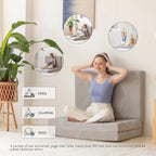 Tri-Fold Memory Foam Mattress, 4 inch Single Folding Mattress with Collapsible and Washable Cover, Travel and Guest Mat, 75"×25"×4", Grey - Grand Goldman