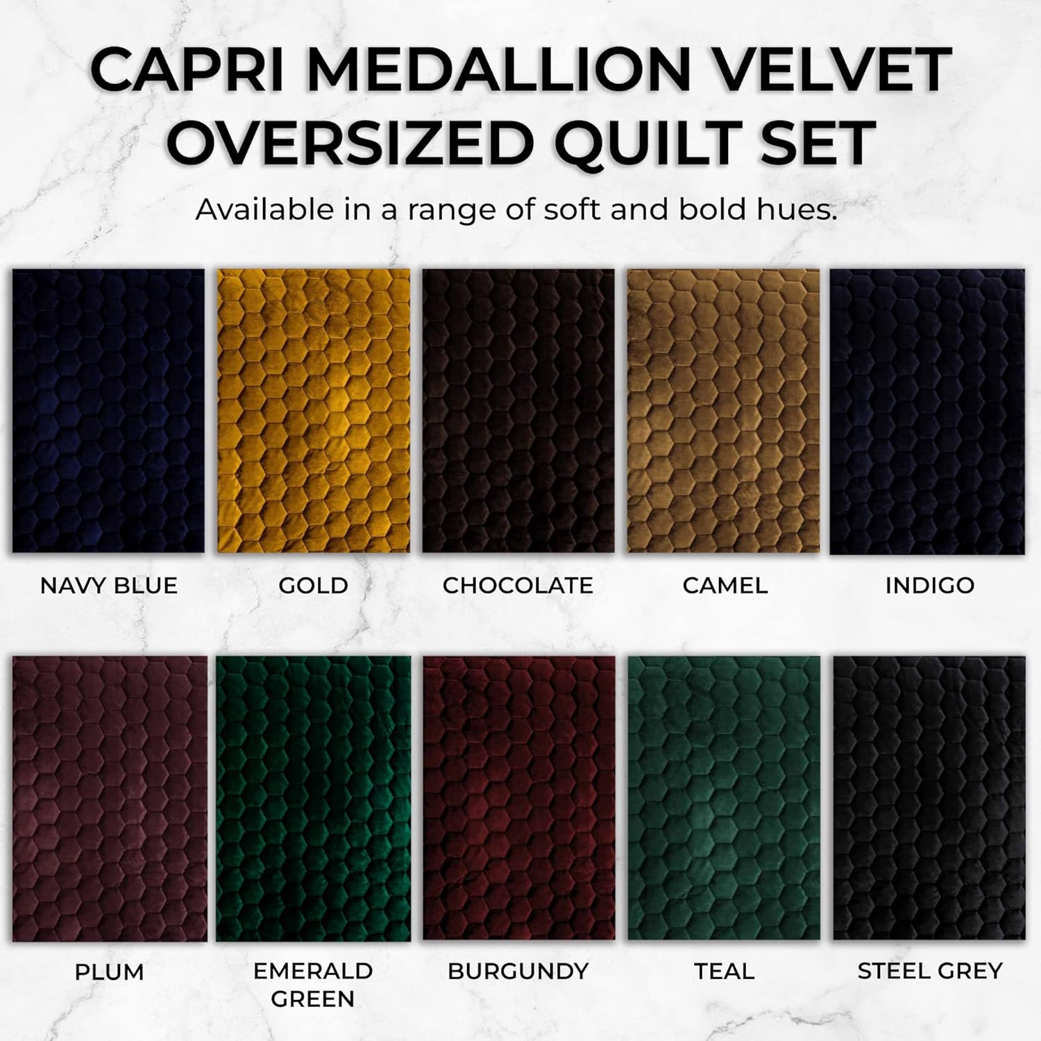 Tribeca Living Velvet King Quilt Set - Three-Piece Honeycomb Stitch Bedding, Super Soft 260GSM Velvet, Oversized Quilt and Two Sham Pillowcases, Emerald Green - Grand Goldman