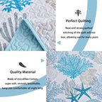 Tritard 3 Piece Coastal Quilt Sets Full/Queen Size - Reversible Microfiber Quilts with 2 Shams Soft Lightweight Beach Bedding Nautical Bedspread Coverlet Summer Comforter for All Season, 90''x96'', C1 - Grand Goldman