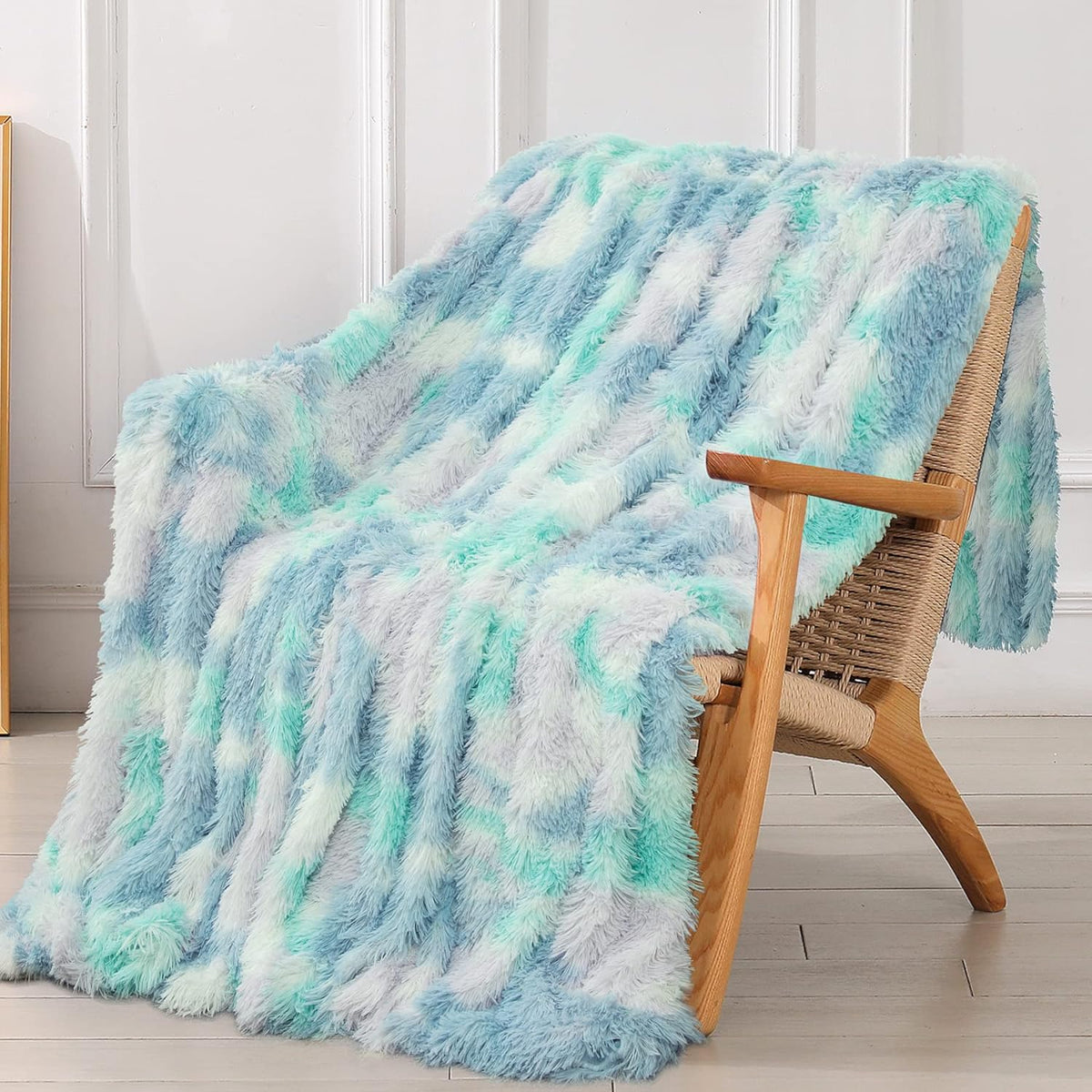 Tuddrom Decorative Extra Soft Fuzzy Faux Fur Throw Blanket 50" x 60",Solid Reversible Long Hair Shaggy Blanket,Fluffy Cozy Plush Comfy Microfiber Fleece Blankets for Couch Sofa Bedroom,Cream White - Grand Goldman