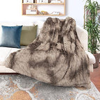 Tuddrom Decorative Extra Soft Fuzzy Faux Fur Throw Blanket 50" x 60",Solid Reversible Long Hair Shaggy Blanket,Fluffy Cozy Plush Comfy Microfiber Fleece Blankets for Couch Sofa Bedroom,Cream White - Grand Goldman