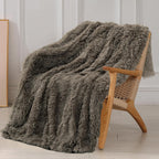 Tuddrom Decorative Extra Soft Fuzzy Faux Fur Throw Blanket 50" x 60",Solid Reversible Long Hair Shaggy Blanket,Fluffy Cozy Plush Comfy Microfiber Fleece Blankets for Couch Sofa Bedroom,Cream White - Grand Goldman