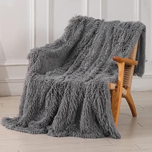 Tuddrom Decorative Extra Soft Fuzzy Faux Fur Throw Blanket 50" x 60",Solid Reversible Long Hair Shaggy Blanket,Fluffy Cozy Plush Comfy Microfiber Fleece Blankets for Couch Sofa Bedroom,Cream White - Grand Goldman