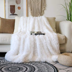 Tuddrom Decorative Extra Soft Fuzzy Faux Fur Throw Blanket 50" x 60",Solid Reversible Long Hair Shaggy Blanket,Fluffy Cozy Plush Comfy Microfiber Fleece Blankets for Couch Sofa Bedroom,Cream White - Grand Goldman