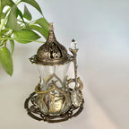 Tulip Hollow Metal Glass Turkish Coffee Cups Classical Court Coffee Mug Glass Cup with Sugar Dish Spoon Set Afternoon Tea Set - Grand Goldman