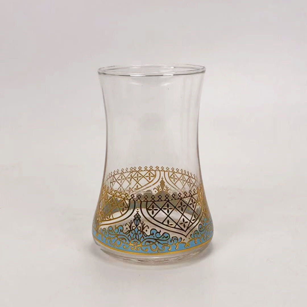 Turkish Specialty Glass Coffee Red Tea Cup And Saucer Set Romantic And Exotic - Grand Goldman