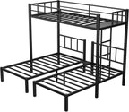 Twin Over Twin Over Twin Triple Bunk Bed for Kids,3 Bed Bunk Beds for 3,Metal Triple Bunk Beds with Built-in Desk,Separates Into 3 Twin Beds,Noise Reduced Structure,Black - Grand Goldman