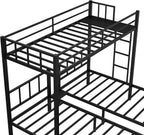 Twin Over Twin Over Twin Triple Bunk Bed for Kids,3 Bed Bunk Beds for 3,Metal Triple Bunk Beds with Built-in Desk,Separates Into 3 Twin Beds,Noise Reduced Structure,Black - Grand Goldman