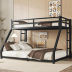 Twin XL Over Queen Bunk Bed for Adults, Twin XL Over Queen Bunk Beds with 2 Ladder and Full Length Guardrail, Heavy Buty Bunk Bed/Twin XL Over Queen Bunk Bed for Adults, Teens, Kids - Grand Goldman