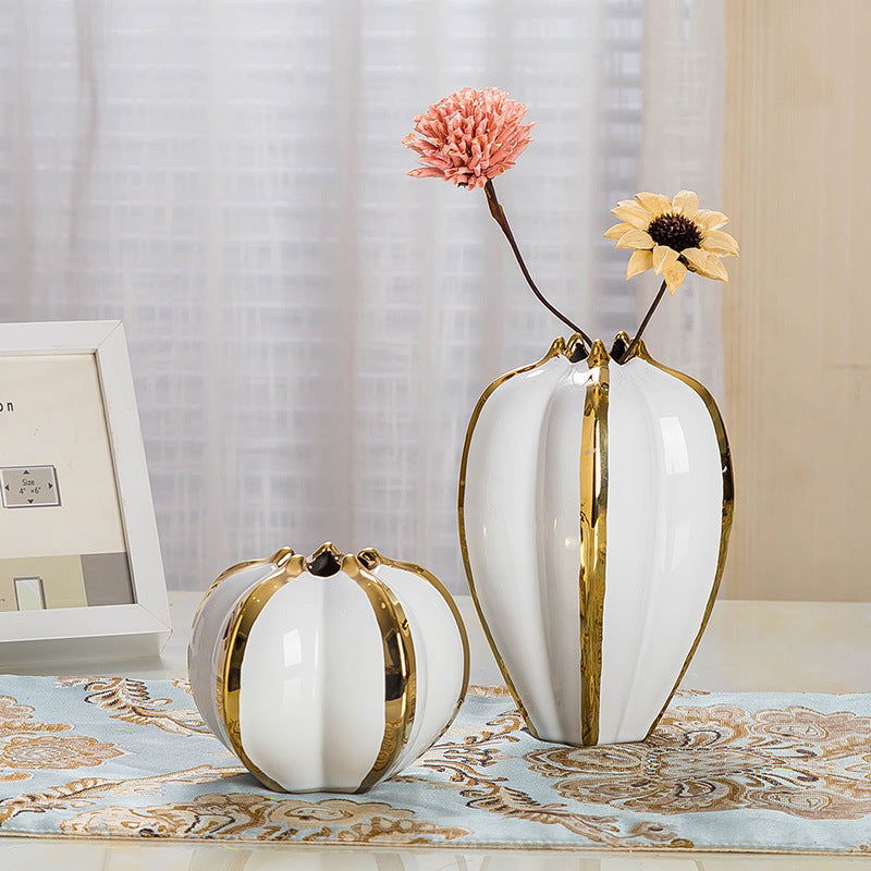Two Piece Ceramic Vase Set - Grand Goldman
