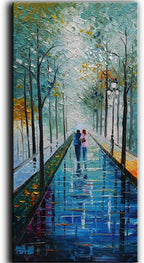 Tyed Art- Contemporary Art Landscape Oil Painting On Canvas Abstract Textured Tree Painting hand-painted acrylic frame wall art modern canvas painting 24x48inch - Grand Goldman