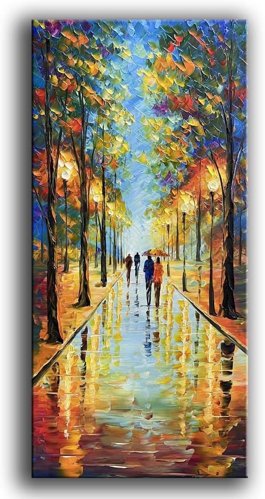 Tyed Art- Contemporary Art Landscape Oil Painting On Canvas Abstract Textured Tree Painting hand-painted acrylic frame wall art modern canvas painting 24x48inch - Grand Goldman