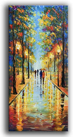 Tyed Art- Contemporary Art Landscape Oil Painting On Canvas Abstract Textured Tree Painting hand-painted acrylic frame wall art modern canvas painting 24x48inch - Grand Goldman