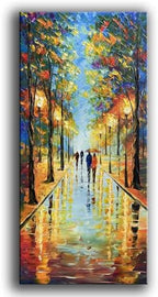 Tyed Art- Contemporary Art Landscape Oil Painting On Canvas Abstract Textured Tree Painting hand-painted acrylic frame wall art modern canvas painting 24x48inch - Grand Goldman