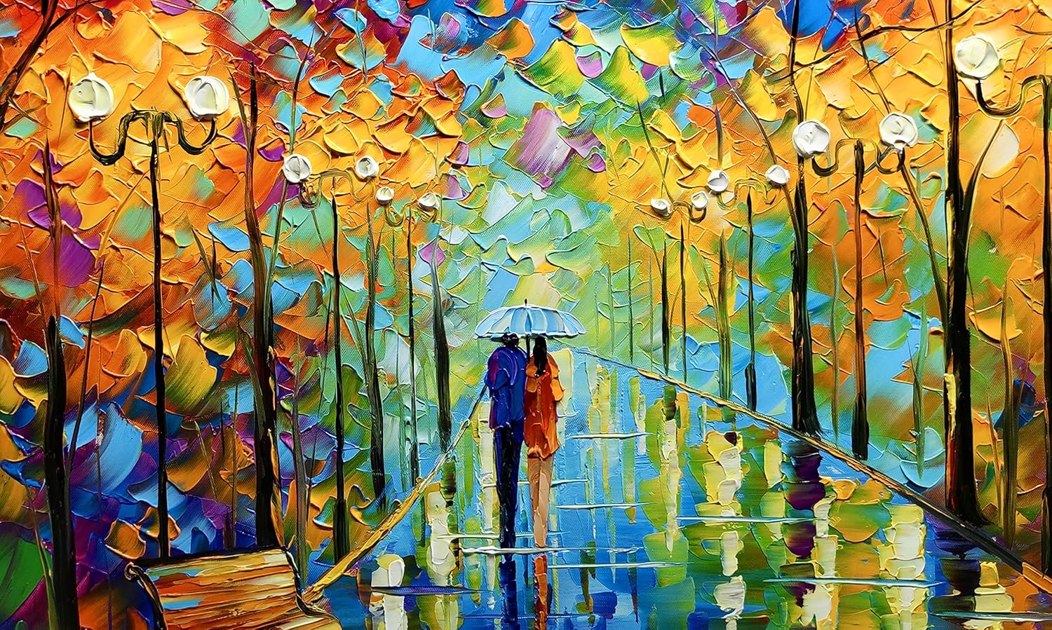 Tyed Art- Contemporary Art Landscape Oil Painting On Canvas Abstract Textured Tree Painting hand-painted acrylic frame wall art modern canvas painting 24x48inch - Grand Goldman