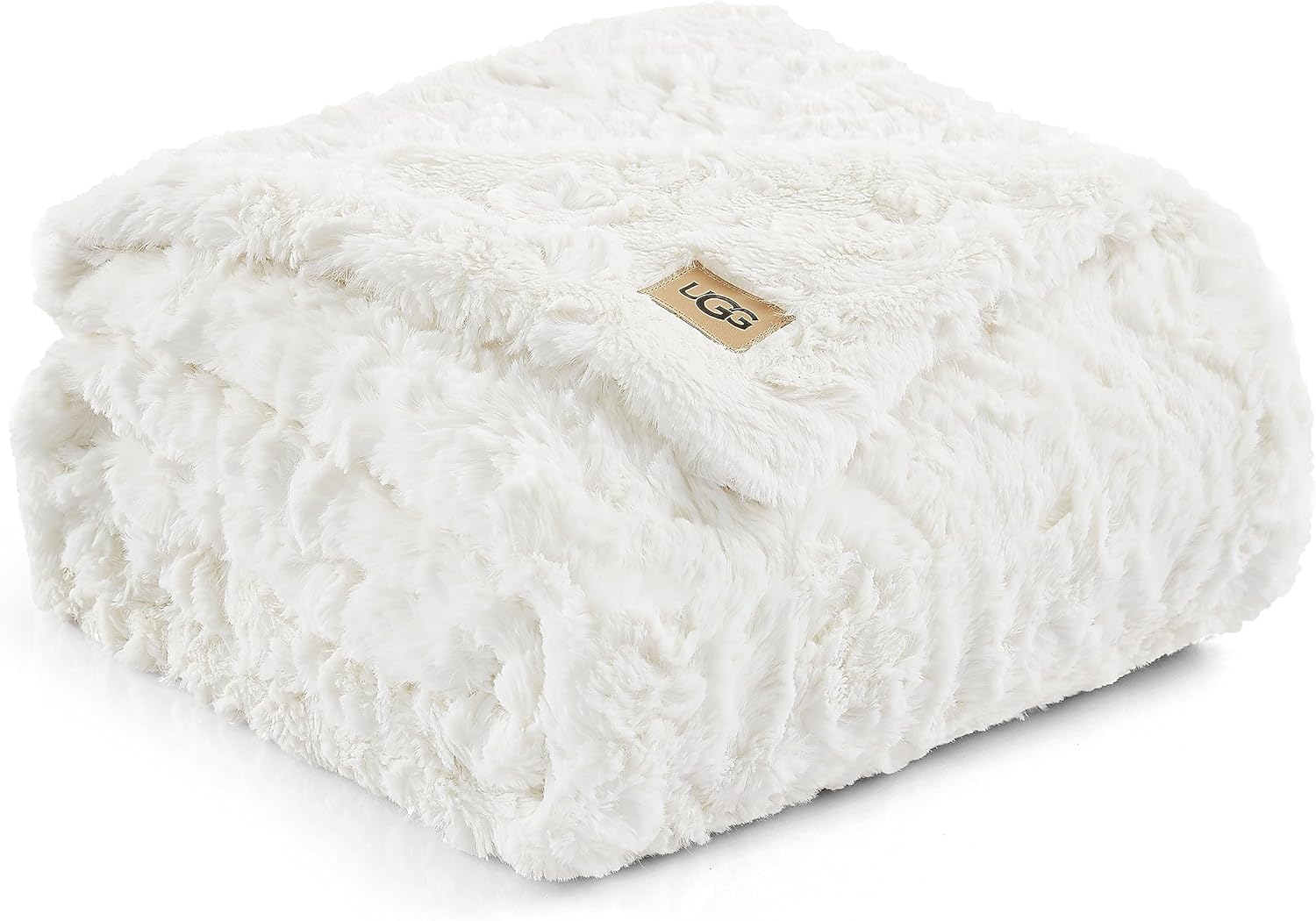 UGG 10483 Adalee Soft Faux Fur Reversible Accent Throw Blanket Luxury Cozy Fluffy Fuzzy Hotel Style Boho Home Decor Soft Luxurious Comfy Blankets for Couch, 70 x 50-Inch, Natural - Grand Goldman
