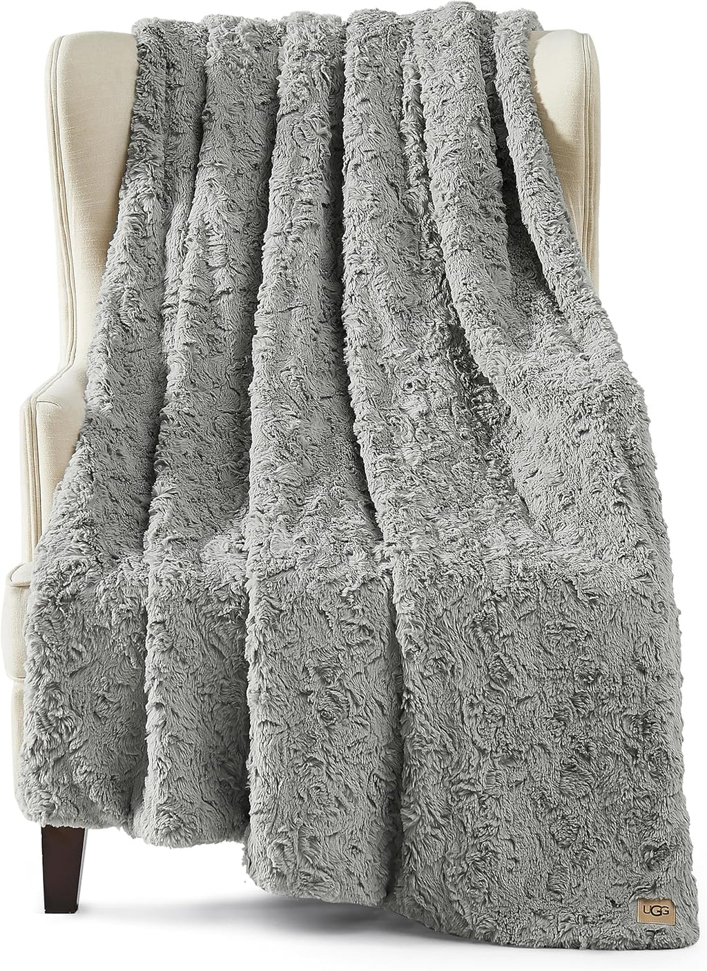 UGG 10483 Adalee Soft Faux Fur Reversible Accent Throw Blanket Luxury Cozy Fluffy Fuzzy Hotel Style Boho Home Decor Soft Luxurious Comfy Blankets for Couch, 70 x 50-Inch, Natural - Grand Goldman