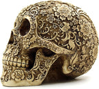 UJOY Creative Skull Flowers Sculpture 8.1'' Human Head Skeleton Statue Collectible Halloween Decoration Home Decor - Grand Goldman