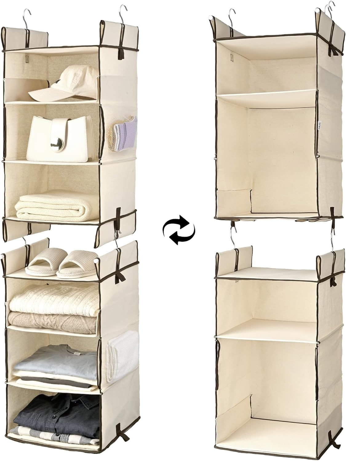 ULG 1-Pack Over Door Organizer with 5 Large Pockets 10 Mesh Side Pockets, 44 lbs Weight Capacity Hanging Storage Organizer with Clear Window for Bedroom Bathroom Kitchen, RV, Camper, Beige - Grand Goldman