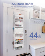 ULG 1-Pack Over Door Organizer with 5 Large Pockets 10 Mesh Side Pockets, 44 lbs Weight Capacity Hanging Storage Organizer with Clear Window for Bedroom Bathroom Kitchen, RV, Camper, Beige - Grand Goldman