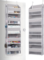 ULG 1-Pack Over Door Organizer with 5 Large Pockets 10 Mesh Side Pockets, 44 lbs Weight Capacity Hanging Storage Organizer with Clear Window for Bedroom Bathroom Kitchen, RV, Camper, Beige - Grand Goldman