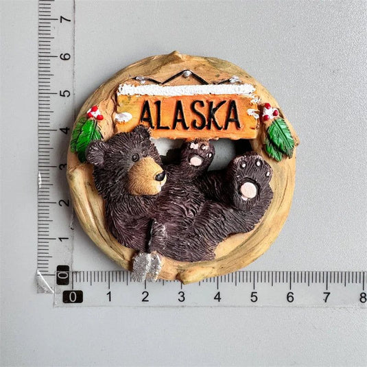 USA Alaska Bear Kawaii Fridge Magnets Tourism Souvenir British Canada Bear Refrigerator Magnetic Stickers Cute Magnet Decor Gift - Grand Goldman