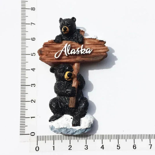 USA Alaska Bear Kawaii Fridge Magnets Tourism Souvenir British Canada Bear Refrigerator Magnetic Stickers Cute Magnet Decor Gift - Grand Goldman