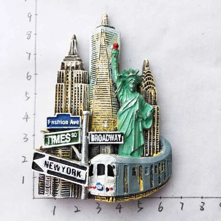 USA Fridge Magnets New York Oscar Magnetic Stickers for Refrigerators Tourist Souvenir Flat Back Resin Decorations for Home - Grand Goldman