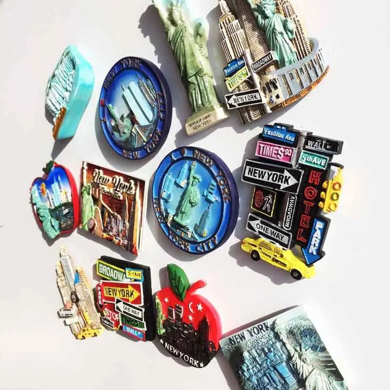 USA Fridge Magnets New York Oscar Magnetic Stickers for Refrigerators Tourist Souvenir Flat Back Resin Decorations for Home - Grand Goldman