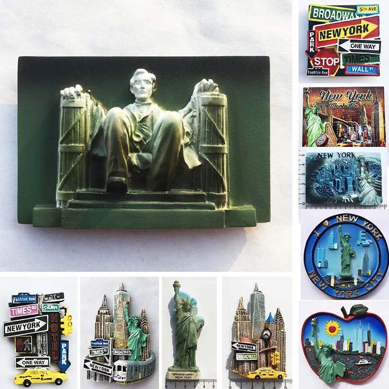 USA Fridge Magnets New York Oscar Magnetic Stickers for Refrigerators Tourist Souvenir Flat Back Resin Decorations for Home - Grand Goldman