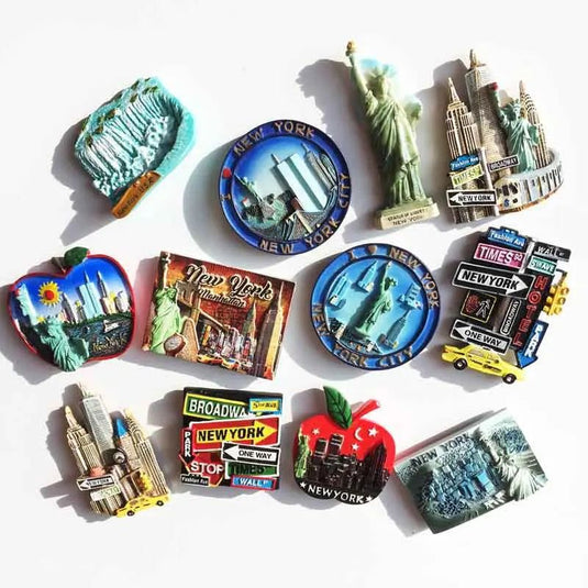 USA Fridge Magnets New York Oscar Magnetic Stickers for Refrigerators Tourist Souvenir Flat Back Resin Decorations for Home - Grand Goldman