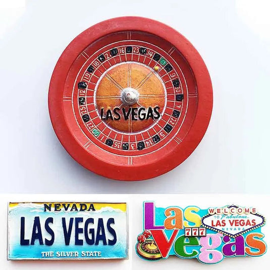 USA Las Vegas Turntable Tourist Souvenirs fridge Magnet Refrigerator Stickers Decorative Collection Home Decor Hand Gifts - Grand Goldman