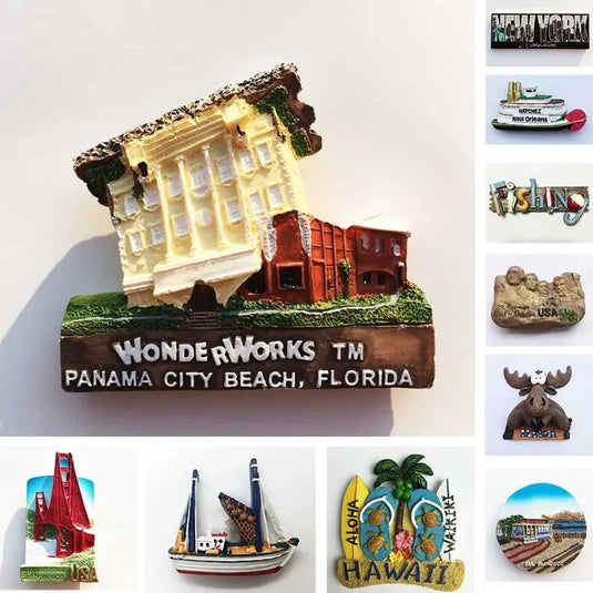 USA New Yourk Fridge Magnets Florida WonderWorks San Francisco Hawaii Tourism Souvenir Magnetic Refrigerator Magnets Gifts - Grand Goldman