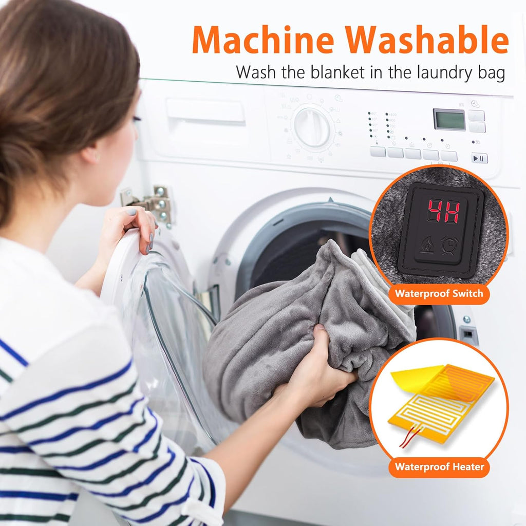 USB Heated Blanket,Portable Heated Blanket,Cordless Electric Blanket with 20000mAH Battery,18W High-Power,Machine Washable Super Cozy Soft,3 Heating Levels and Timing Function - Grand Goldman