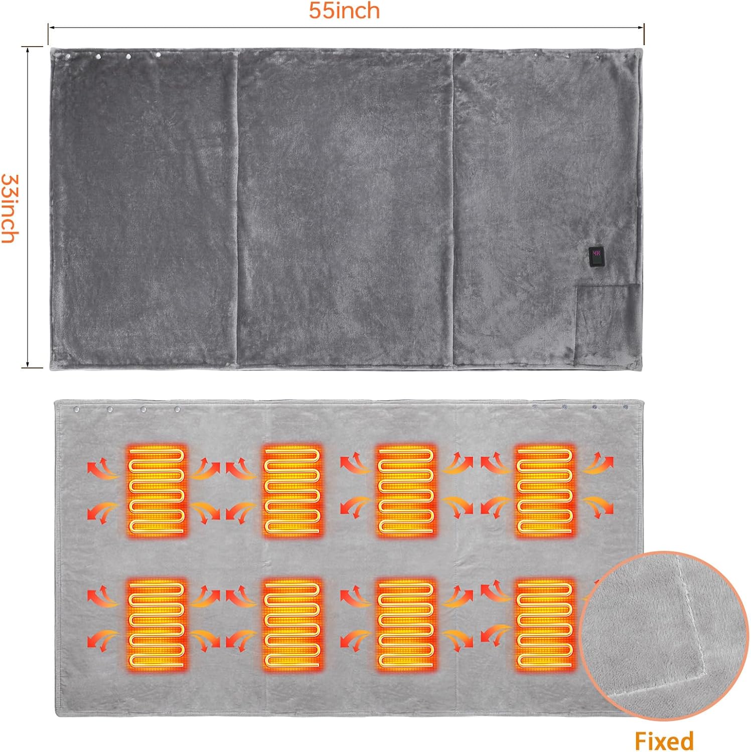 USB Heated Blanket,Portable Heated Blanket,Cordless Electric Blanket with 20000mAH Battery,18W High-Power,Machine Washable Super Cozy Soft,3 Heating Levels and Timing Function - Grand Goldman