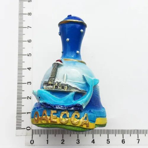Ukraine Fridge Magnets Odessa Tourist Attraction Souvenirs Bell tree Resin Painted Crafts Magnetic Refrigerator Stickers Decor - Grand Goldman