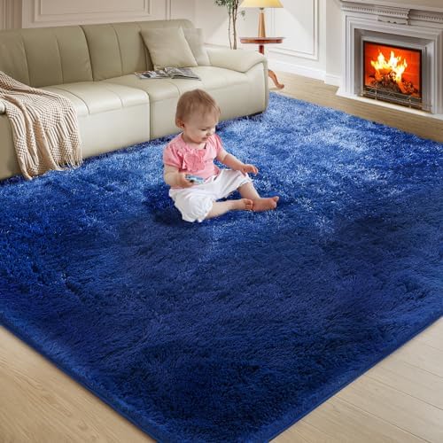 Ultra Soft Rug for Living Room, 5X8 Fluffy Shag Area Rug for Bedroom, Modern Shaggy Carpets Fuzzy Rug for Teens Dorm Nursery Home Decor Aesthetic, Upgrade Anti-Skid Durable, Grey - Grand Goldman