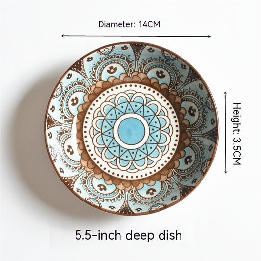 Underglaze Round Plate Ceramic Household Creative Seasoning Saucer Dish - Grand Goldman