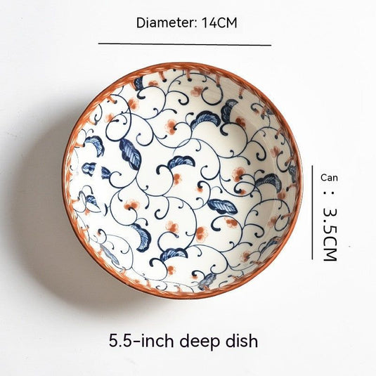 Underglaze Round Plate Ceramic Household Creative Seasoning Saucer Dish - Grand Goldman