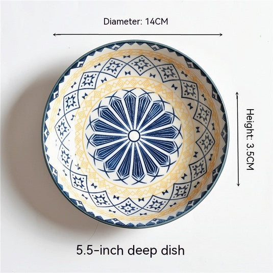 Underglaze Round Plate Ceramic Household Creative Seasoning Saucer Dish - Grand Goldman