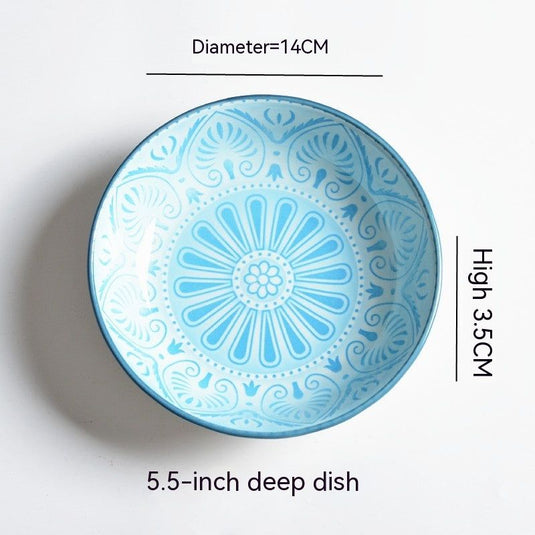 Underglaze Round Plate Ceramic Household Creative Seasoning Saucer Dish - Grand Goldman