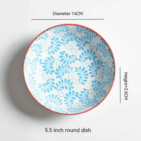 Underglaze Round Plate Ceramic Household Creative Seasoning Saucer Dish - Grand Goldman