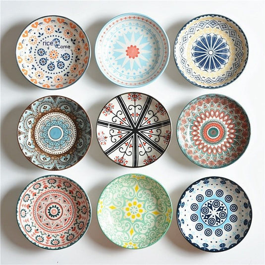 Underglaze Round Plate Ceramic Household Creative Seasoning Saucer Dish - Grand Goldman