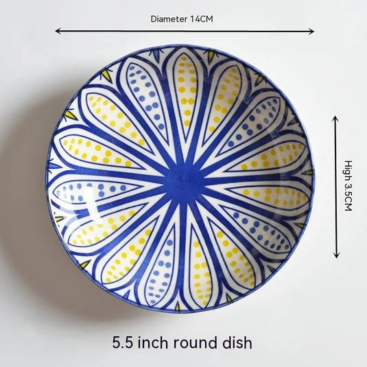 Underglaze Round Plate Ceramic Household Creative Seasoning Saucer Dish - Grand Goldman